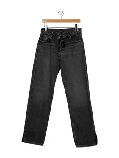 Pre-owned Anine Bing Mid-rise Wide Leg Jeans In Black