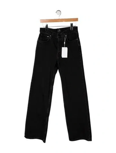 Pre-owned Anine Bing Mid-rise Wide Leg Jeans In Black