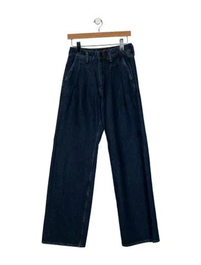 Pre-owned Anine Bing Mid-rise Wide Leg Jeans In Blue