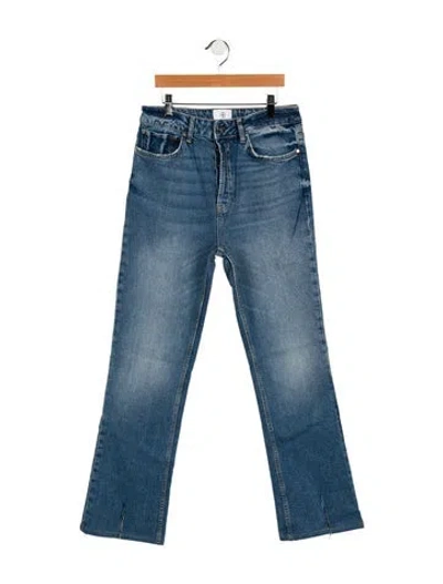 Pre-owned Anine Bing Mid-rise Wide Leg Jeans In Blue