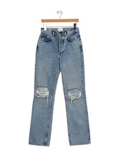 Pre-owned Anine Bing Mid-rise Wide Leg Jeans In Blue