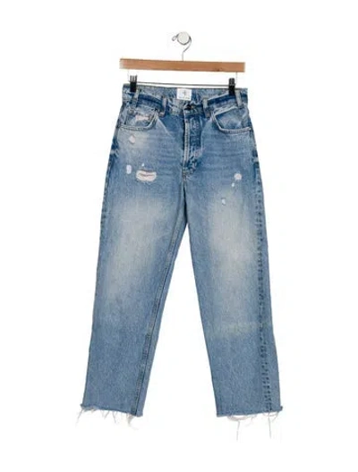 Pre-owned Anine Bing Mid-rise Wide Leg Jeans In Blue