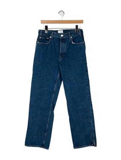 Pre-owned Anine Bing Mid-rise Wide Leg Jeans In Blue
