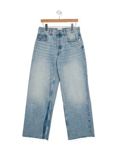 Pre-owned Anine Bing Mid-rise Wide Leg Jeans In Blue