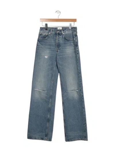 Pre-owned Anine Bing Mid-rise Wide Leg Jeans In Blue