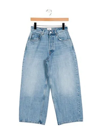 Pre-owned Anine Bing Mid-rise Wide Leg Jeans In Blue