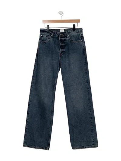 Pre-owned Anine Bing Mid-rise Wide Leg Jeans In Blue