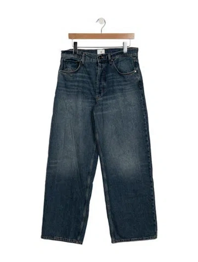 Pre-owned Anine Bing Mid-rise Wide Leg Jeans In Blue