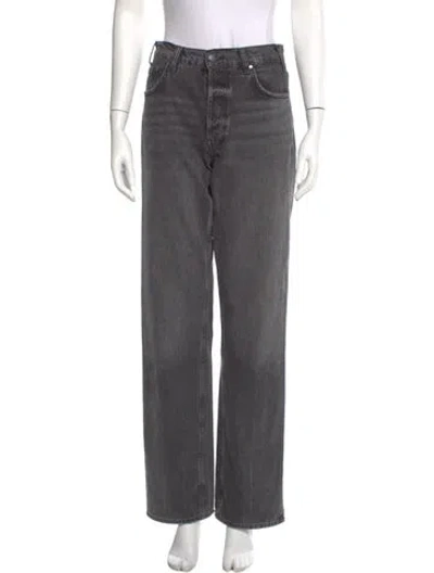 Pre-owned Anine Bing Mid-rise Wide Leg Jeans In Gray