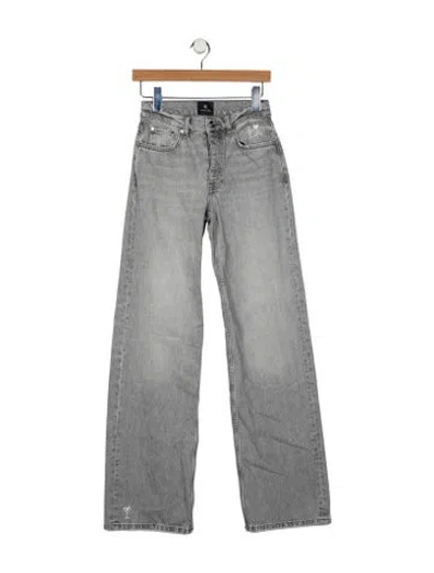 Pre-owned Anine Bing Mid-rise Wide Leg Jeans In Gray