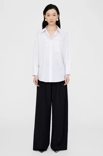 Anine Bing Mika Shirt In White And Black Stripe
