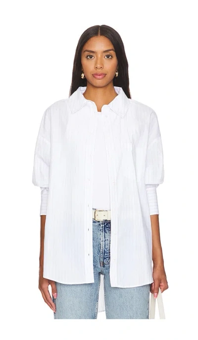 Anine Bing Mika Shirt In White & Black