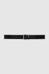Anine Bing Mila Belt In Embossed Black In Black