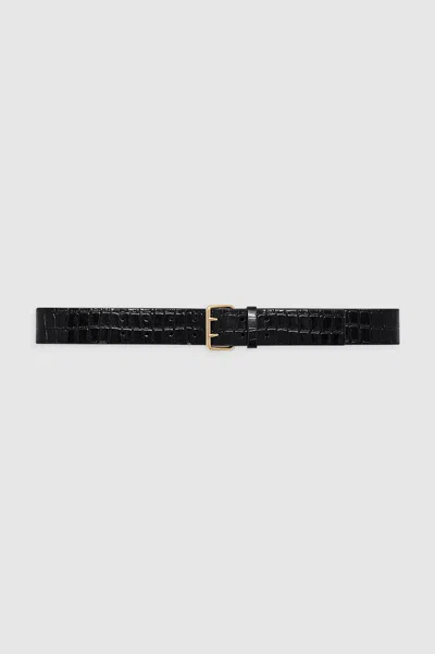 Anine Bing Mila Belt In Embossed Black