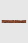 Anine Bing Mila Belt In Embossed Brown In Brown