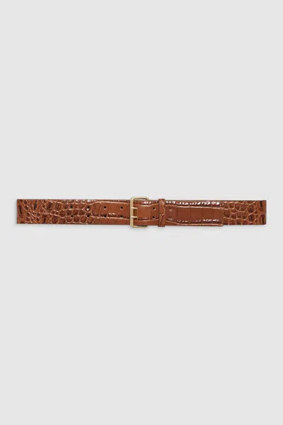 ANINE BING ANINE BING MILA BELT IN EMBOSSED BROWN