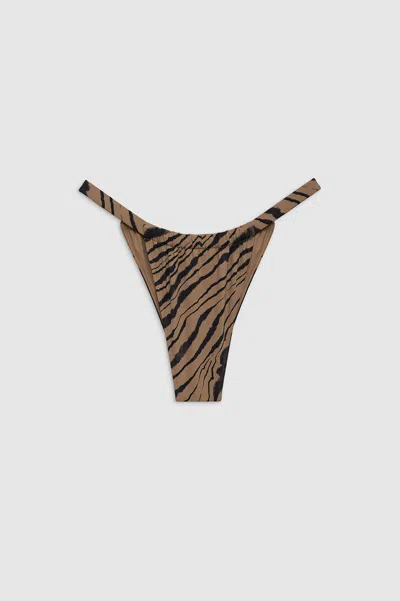 Anine Bing Milani Bikini Bottom In Tiger Shell Print In Brown