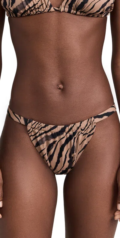 Anine Bing Milani Bikini Bottoms Tiger Shell Print