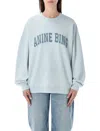Anine Bing Logo Cotton Crew Neck Sweatshirt In Blue