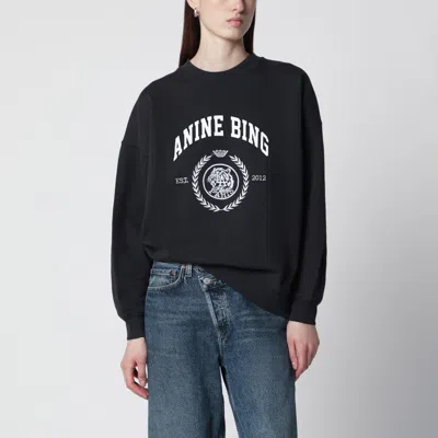 Anine Bing Miles Collegiate Cotton Sweatshirt Vintage Black