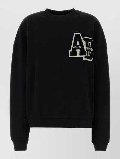 Anine Bing Miles Letterman Oversized Sweatshirt In Black