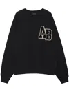 Anine Bing Miles Letterman Oversized Sweatshirt In Black