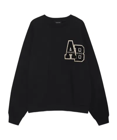 Anine Bing Miles Cotton Sweatshirt In Black