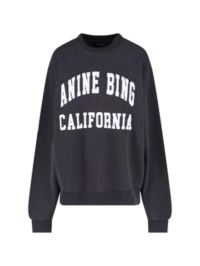 Anine Bing Miles Crew Neck Sweatshirt In Black