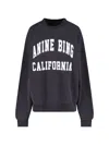 Anine Bing Miles Relaxed-fit Oversized Cotton Sweatshirt With Contrasting Logo In Black