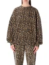 Anine Bing Animal Print Fleece Crew Neck Top In Animal Print