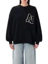 Anine Bing Black Crewneck Logo Sweatshirt In Black