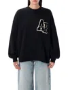 Anine Bing Miles Letterman Oversized Sweatshirt In Black