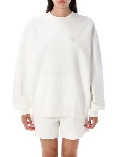 Anine Bing Miles Framed Monogram Sweatshirt In White