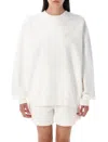 Anine Bing Monogram Fleece Dropped Shoulders Ribbed Cuffs In White