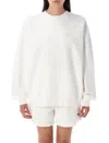 Anine Bing Monogram Fleece Dropped Shoulders Ribbed Cuffs In White