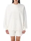 Anine Bing Monogram Fleece Dropped Shoulders Ribbed Cuffs In White
