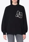 Anine Bing Womens Black Miles Branded Cotton-jersey Sweatshirt In Black