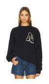 Anine Bing Womens Black Miles Branded Cotton-jersey Sweatshirt In 블랙