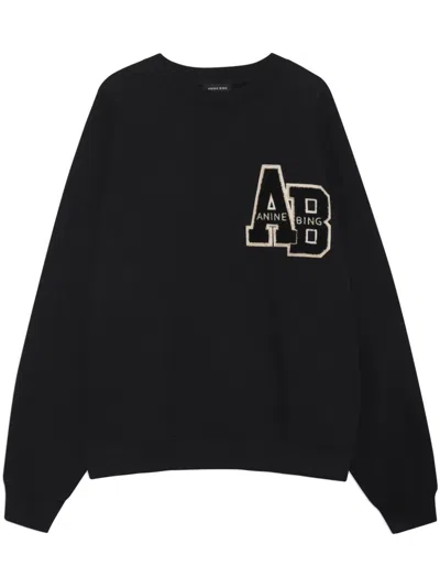 ANINE BING MILES LETTERMAN SWEATSHIRT BLACK