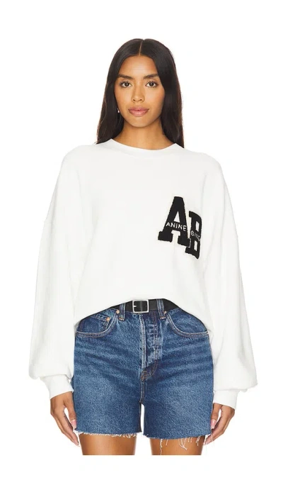 Anine Bing Miles Oversized Sweatshirt Letterman In White