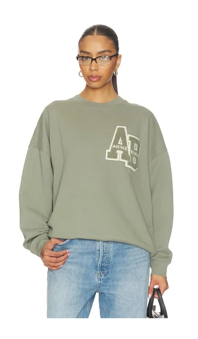 Anine Bing Miles Letternan Sweatshirt In Green