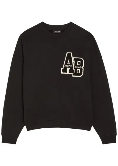 Anine Bing Miles Letterman Oversized Sweatshirt In Black