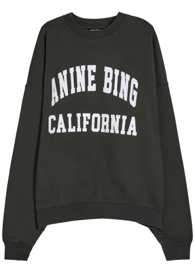 Anine Bing Miles Logo Cotton Sweatshirt In Black