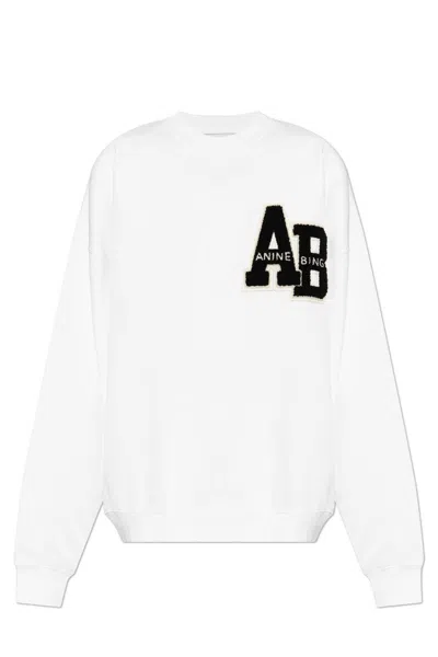 ANINE BING MILES LOGO-PATCH JERSEY SWEATSHIRT