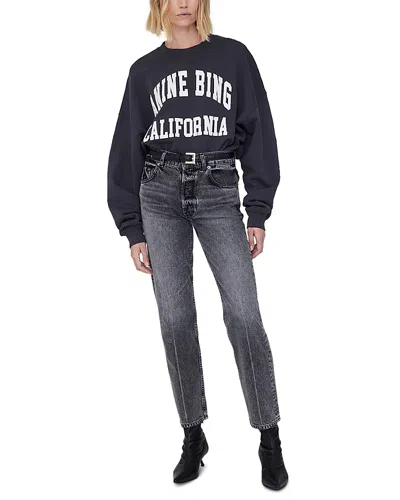 Anine Bing Miles Logo Sweatshirt In Vintage Black
