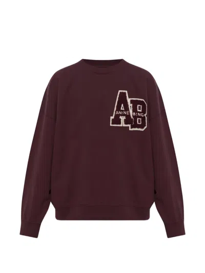 Anine Bing Miles Logo-patch Sweatshirt In Burgundy