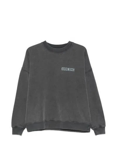 Anine Bing Miles Logo-print Cotton Sweatshirt In Gray