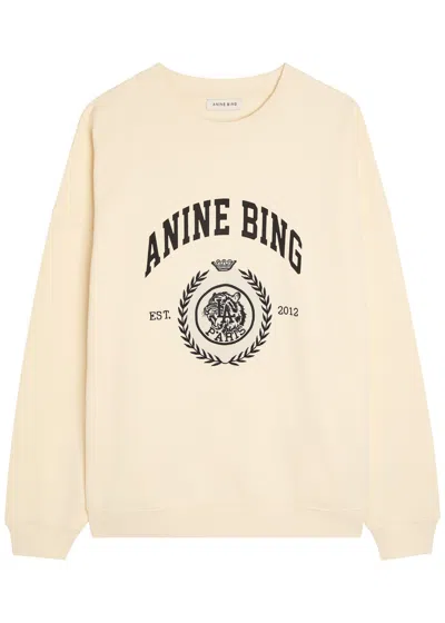 Anine Bing Miles Logo-print Cotton Sweatshirt In White