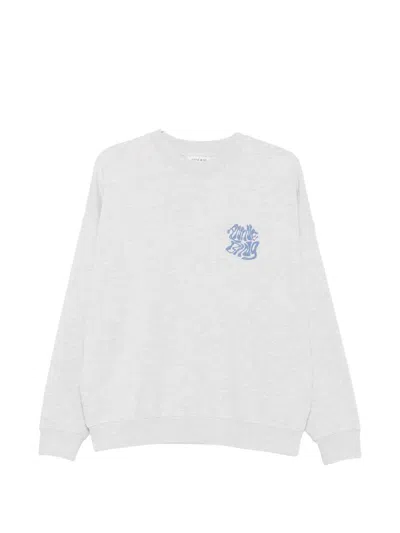 Anine Bing Womens Grey Miles Wave-logo Cotton Sweatshirt In White
