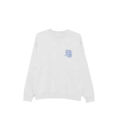 Anine Bing Miles Logo-print Crew-neck Cotton Sweatshirt In White